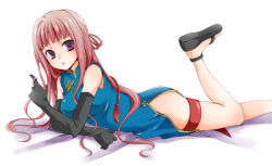 Rule 34 | 1girl, china dress, chinese clothes, dress, elbow gloves, gloves, kubyou azami, long hair, original, pink hair, purple eyes, solo
