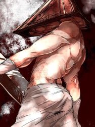 Rule 34 | 1boy, ass, male focus, manly, pyramid head, silent hill, silent hill (series), silent hill 2, solo, topless male, weapon