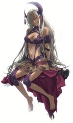 Rule 34 | 1girl, absurdres, bare shoulders, breasts, cleavage, closed mouth, dark-skinned female, dark skin, dragon horns, eyelashes, fire emblem, fire emblem engage, full body, hair ornament, hair over one eye, highres, horns, large breasts, long hair, looking at viewer, medium breasts, navel, nintendo, pointy ears, solo, twitter username, umi ( oneinchswing), very long hair, white background, zephia (fire emblem)