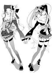 Rule 34 | 2girls, absurdres, deathklovc, greyscale, hatsune miku, highres, japanese clothes, k.lovc., kimono, lolita fashion, long hair, megurine luka, monochrome, multiple girls, project diva, project diva (series), project diva 2nd, simple background, thighhighs, twintails, very long hair, vocaloid, wa lolita, zettai ryouiki