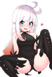 Rule 34 | 1girl, absurdres, anne (bravely second), antenna hair, arms behind back, ass, black footwear, black leotard, black thighhighs, blue eyes, blush, boots, bravely default (series), bravely second: end layer, breasts, cameltoe, commission, commissioner upload, covered navel, fairy, highres, knees up, legs, leotard, long hair, no wings, open mouth, pixiv commission, pointy ears, sitting, small breasts, smile, solo, spread legs, thigh boots, thighhighs, thighs, white hair, zangi (lkt2012)