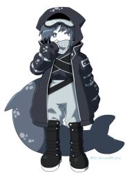 Rule 34 | + +, 1boy, blue eyes, blue hair, blue whale, boots, cetacean tail, coat, fins, fish tail, full body, goggles, goggles on head, holding, holding clothes, holding scarf, hood, hood cap, hood up, hoodie, humanization, kokum0tsu, looking to the side, male focus, monster boy, original, oversized coat, scarf, scarf over mouth, scarf pull, short hair, solo, solo focus, star eyes, sweater, tail, whale, white background