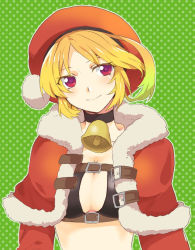 Rule 34 | bell, blonde hair, cleavage cutout, clothing cutout, fur (clothing), green hair, milla maxwell, multicolored hair, official alternate costume, santa costume, sinaooo, solo, tales of (series), tales of xillia