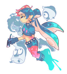 Rule 34 | + +, 1girl, alternate eye color, alternate hair color, aqua hair, arm behind back, black jacket, blue eyes, blue gloves, blue hair, blue shorts, boots, bracelet, callie (splatoon), collar, combat boots, commentary, cross-laced footwear, earrings, english commentary, floating hair, food, food art, food on head, gloves, goggles, gomipomi, gradient hair, holding, holding removed eyewear, jacket, jewelry, lace-up boots, light frown, long hair, mask, midriff, mole, mole under mouth, multicolored hair, navel, nintendo, object on head, octoball, octotrooper, open mouth, pantyhose, pink pantyhose, pointy ears, print pantyhose, sad, short shorts, shorts, simple background, solo, spiked belt, spiked bracelet, spiked collar, spikes, splatoon (series), splatoon 2, stomach tattoo, suction cups, sushi, tako-san wiener, takozonesu, tattoo, tearing up, tentacle hair, unworn eyewear, very long hair, white background