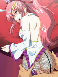 Rule 34 | 1boy, 1girl, ass, breasts, censored, dark-skinned male, dark skin, gundam, gundam seed, gundam seed destiny, highres, kh-fullhouse, lacus clyne, mosaic censoring, penis, pink hair, pussy, rabbit, sex
