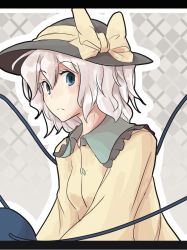 Rule 34 | 1girl, bad id, bad pixiv id, blue eyes, bow, female focus, hat, hat bow, komeiji koishi, long sleeves, nasutaka, short hair, silver hair, solo, third eye, touhou