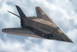 Rule 34 | 1boy, aircraft, airplane, attack aircraft, cloud, day, f-117, f-117 nighthawk, fighter jet, flying, from above, jet, male focus, military, military vehicle, original, realistic, signature, solo, stealth, stealth aircraft, stealth attack aircraft, united states air force, vehicle focus, zephyr164