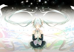 Rule 34 | 1girl, anniversary, aqua necktie, black skirt, blue eyes, blue hair, blush, closed mouth, cupping hands, detached sleeves, floating hair, flower, frilled skirt, frills, hair ornament, half-closed eyes, hatsune miku, highres, holding, holding flower, long hair, necktie, own hands together, pleated skirt, shirt, skirt, sleeveless, sleeveless shirt, smile, solo, suzumori uina, thighhighs, twintails, very long hair, vocaloid, white flower, white thighhighs