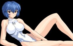 ayanami_rei black_background competition_swimsuit leotard mogudan one-piece_swimsuit resized swimsuit upscaled vector_trace white_leotard