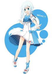 Rule 34 | 1girl, :d, bad id, bad pixiv id, blue eyes, blue hair, bottle, detached sleeves, hair ornament, hairclip, highres, holding, long hair, looking at viewer, matching hair/eyes, nana kusun, open mouth, original, personification, ponytail, shoes, smile, soda bottle, solo, translation request
