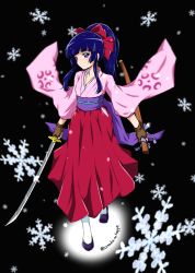 Rule 34 | 1girl, absurdres, aoki reika, black background, blue background, blue eyes, blue hair, blunt bangs, bow, brown gloves, closed mouth, cosplay, fingerless gloves, full body, gloves, hair bow, high ponytail, highres, holding, holding sheath, holding sword, holding weapon, japanese clothes, katana, kimono, long hair, long skirt, long sleeves, nita (onakatohoppe), pink kimono, pleated skirt, precure, print sleeves, red bow, red skirt, sakura taisen, sheath, shinguuji sakura, shinguuji sakura (cosplay), sidelocks, skirt, smile precure!, snowflakes, solo, standing, sword, twitter username, weapon, white legwear, wide sleeves