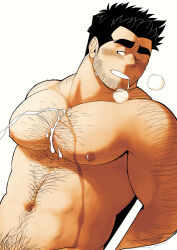 Rule 34 | 1boy, arm hair, arms behind back, bara, blush, borrowed character, character request, chest hair, completely nude, cum, cum on body, cum on male, cum on pectorals, hairy, heavy breathing, implied yaoi, large pectorals, male focus, male pubic hair, mature male, muscular, muscular male, navel hair, nipples, norijaga, nude, on chair, one eye closed, original, pectorals, pubic hair, short hair, sideburns, solo, spiked hair, stomach, thick eyebrows, upper body