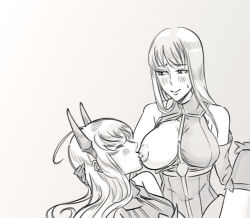 Rule 34 | 00s, 2girls, ahoge, aliasse, bad id, bare shoulders, bb (baalbuddy), breast sucking, breasts, breasts out, drawfag, greyscale, horns, inactive account, large areolae, large breasts, long hair, military, military uniform, monochrome, multiple girls, nipples, selvaria bles, senjou no valkyria, senjou no valkyria (series), senjou no valkyria 1, senjou no valkyria 2, simple background, thighhighs, uniform, yuri