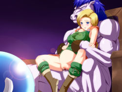 Rule 34 | 1boy, 1girl, artist request, bianca (dq5), blonde hair, blue eyes, blue hair, blush, boots, bottomless, breasts, censored, dragon quest, dragon quest v, furry, furry with non-furry, held up, hetero, horse, horse boy, huge penis, interspecies, jami, jyami, large breasts, large insertion, monster, mosaic censoring, muscular, muscular male, netorare, penis, sex, smile, stomach bulge, vaginal