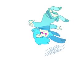 Rule 34 | 1girl, animated, animated gif, blue hair, commentary, glasses, kressent rhodes, mystery skulls, rolling, rolling girl (vocaloid), scarf, skirt, smile, solo, spinning, sweater, thighhighs, vivi (mystery skulls), vocaloid
