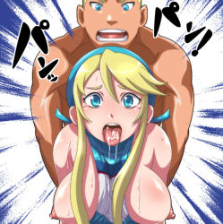 Rule 34 | 1boy, 1girl, bent over, blonde hair, blue eyes, breasts, breasts out, brother and sister, cheerleader, clothed female nude male, clothed sex, cum, cum in mouth, cum on tongue, cumdrip, doggystyle, from behind, fucked silly, hairband, heroman, hetero, higashiyama (higashiyama honpo l.t.d), incest, large breasts, lina davis, long hair, nipples, nude, open mouth, sex, sex from behind, siblings, sound effects, sweat, tears, teeth, text focus, tongue, vaginal, wardrobe malfunction, will davis, william davis