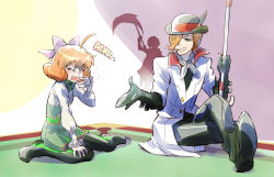 Rule 34 | 1boy, 2girls, ahoge, android, bowler hat, cane, cigar, coat, crossed legs, evil smile, eyelashes, closed eyes, full body, gloves, green eyes, hair over one eye, hat, highres, iesupa, multiple girls, orange hair, outstretched hand, penny polendina, pool table, roman torchwick, ruby rose, rwby, scythe, sitting, smile, smirk, sneezing, table, thighhighs, wariza