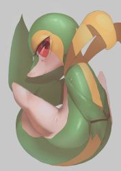 Rule 34 | absurdres, azre, closed mouth, commentary request, creatures (company), eyelashes, game freak, gen 5 pokemon, grey background, highres, looking at viewer, nintendo, no humans, pokemon, pokemon (creature), red eyes, simple background, snivy, solo