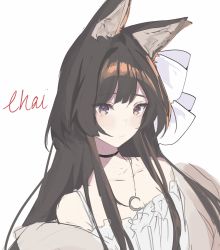 Rule 34 | 1girl, animal ears, atelier live, brown eyes, brown hair, chai (yueko (jiayue wu)), character name, commentary, english commentary, flat chest, fox ears, fox girl, highres, looking at viewer, off-shoulder jacket, off shoulder, sketch, solo, tagicrabbu, virtual youtuber, white background