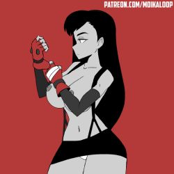 Rule 34 | 1girl, animated, animated gif, black hair, black skirt, bouncing breasts, breasts, collarbone, cowboy shot, elbow gloves, female focus, fighting stance, final fantasy, final fantasy vii, fingerless gloves, gloves, jiggle, large breasts, long hair, looking at viewer, looking to the side, midriff, miniskirt, moikaloop, navel, nipples, panties, red background, red gloves, red theme, serious, simple background, skirt, sleeveless, smile, solo, standing, stomach, suspender skirt, suspenders, tifa lockhart, toned, topless, underwear, white panties
