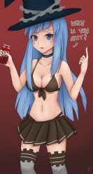 Rule 34 | 1girl, blue eyes, blue hair, hair ornament, hat, highres, long hair, mages., mole, mole under eye, neptune (series), open mouth, solo