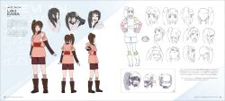 Rule 34 | 1girl, brown hair, brown socks, character sheet, colorized, concept art, emotions, expressions, helmet, highres, japanese text, kara (star wars), monochrome, official art, open mouth, ponytail, production i.g, production ig, promotional art, short hair, short pants, shorts, sidelocks, sideways, sideways glance, sideways mouth, sketch, socks, star wars, star wars: visions, tongue