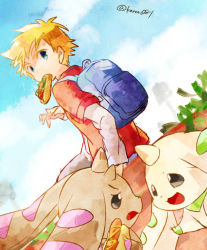 Rule 34 | blonde hair, digimon, horn, horns, looking at another, lopmon, terriermon, wallace (digimon)
