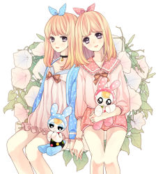 Rule 34 | animal crossing, blonde hair, chrissy (animal crossing), francine (animal crossing), looking at viewer, nintendo, personification, white background, wreath