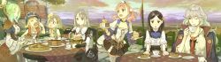 Rule 34 | 10s, 6+girls, :&lt;, :d, ;), atelier (series), atelier escha &amp; logy, black eyes, black hair, blonde hair, blush, bracelet, braid, brown eyes, cake, cake slice, choker, clenched hands, clone (atelier), collarbone, crown braid, cup, earrings, eating, escha malier, closed eyes, female focus, flower, food, game cg, gloves, unworn gloves, green eyes, green hair, hair flower, hair ornament, hairclip, hat, hidari (left side), highres, holding, jacket, jacket on shoulders, jewelry, jitome, katla larchica, linca (atelier), long hair, lucille ernella, marion quinn, multiple girls, necktie, nose blush, official art, one eye closed, open mouth, outdoors, pie, pink hair, plate, short hair, side braid, single braid, skirt, smile, standing, stitched, strawberry shortcake, table, tablecloth, teacup, tears, thighhighs, third-party edit, threia hazelgrimm, undone necktie, white gloves, white hair, white legwear, wink