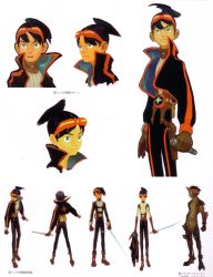 Rule 34 | 1boy, artbook, artist request, breath of fire, breath of fire v, capcom, character sheet, concept art, highres, multiple views, official art, ponytail, ryuu (breath of fire v), sword, weapon, white background, yoshikawa tatsuya