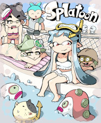 Rule 34 | + +, 3girls, :d, ^ ^, ass, bikini, blue hair, blush, breasts, callie (splatoon), cat, chain-link fence, cleavage, closed eyes, diving mask, diving mask on head, fence, food, food on head, goggles, goggles on head, green hair, hair rings, homoo..., hotarumaru, inkling, inkling boy, inkling girl, inkling player character, jellyfish, jellyfish (splatoon), judd (splatoon), kabu (p), long hair, lying, marie (splatoon), multiple girls, nintendo, no nose, object on head, octoball, octotrooper, on stomach, open mouth, pointy ears, pool, red eyes, sheldon (splatoon), side-tie bikini bottom, sitting, small breasts, smile, snorkel, soaking feet, splatoon (series), splatoon 1, striped bikini, striped clothes, sushi, swimsuit, symbol-shaped pupils, tentacle hair, tentacles, water, white bikini, yellow eyes