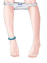 1girl absurdres anklet barefoot blue_bow bow bow_panties close-up feet foot_focus highres jewelry legs nail_polish nanase_young no_shoes original panties panty_pull simple_background solo toenail_polish toenails toes underwear white_background white_panties