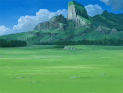 Rule 34 | blue sky, cliff, cloud, day, grass, green theme, landscape, nature, no humans, original, outdoors, scenery, seo tatsuya, sky