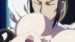 Rule 34 | 1boy, 1girl, animated, animated gif, black hair, blush, breastfeeding, breast sucking, breasts, closed eyes, highres, hods entertainment, large breasts, open mouth, seikon no qwaser, topless, uno makoto