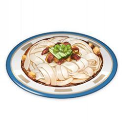Rule 34 | artist request, celery, cold noodles with mountain delicacies (genshin impact), commentary, english commentary, food, food focus, game cg, genshin impact, lowres, meat, no humans, noodles, official art, plate, simple background, still life, third-party source, transparent background