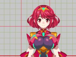 Rule 34 | 1girl, animated, backless outfit, black gloves, blinking, bob cut, bouncing breasts, breasts, brown eyes, fingerless gloves, g-string, gloves, idle animation, impossible clothes, large breasts, leotard, leotard under clothes, looking at viewer, pixel art, pyra (xenoblade), red eyes, red hair, sakuemon, short hair, short sleeves, skindentation, smile, solo, suspenders, thick thighs, thighhighs, thighs, thong, tiara, video, wide hips, xenoblade chronicles (series), xenoblade chronicles 2