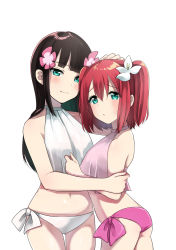 Rule 34 | black hair, commentary request, highres, kurosawa dia, kurosawa ruby, long hair, love live!, love live! sunshine!!, pink hair, short twintails, siblings, sisters, swimsuit, twintails, yuama (drop)