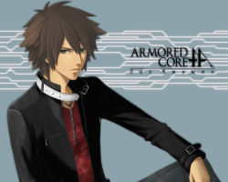 Rule 34 | 1boy, armored core, armored core: for answer, brown hair, collar, from software, male focus, solo, strayed