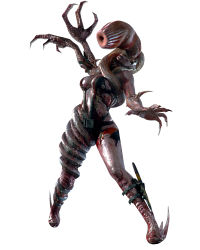 Rule 34 | 1girl, absurdres, breasts, claws, highres, knife, monster, official art, rachael foley, resident evil, resident evil: revelations, solo, spoilers, torn clothes, zipper