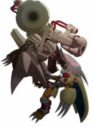 Rule 34 | android, artist name, artist request, battle, cannon, claws, digimon, digimon adventure, digimon adventure: (2020), dragon, fangs, fighting, full body, helmet, jumping, looking at another, mecha, mugendramon, no humans, robot, sharp teeth, simple background, size difference, standing, tail, teeth, wargreymon