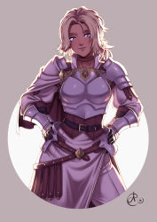 Rule 34 | 1girl, armor, asura-00, blonde hair, boobplate, breastplate, breasts, catherine (fire emblem), dark-skinned female, dark skin, fire emblem, fire emblem: three houses, hands on own hips, highres, nintendo, solo, tagme, wide hips