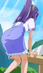 Rule 34 | 1girl, ass, from behind, haruyama kazunori, izayoi liko, long hair, mahou girls precure!, pantylines, ponytail, precure, purple hair, short sleeves, solo