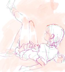 Rule 34 | 1girl, arm support, bad drawr id, bad id, colorful, copyright request, drawr, gnsi, invisible floor, leg lift, looking afar, looking away, lying, miniskirt, oekaki, on back, on floor, pink theme, pleated skirt, profile, school uniform, sketch, skirt, solo
