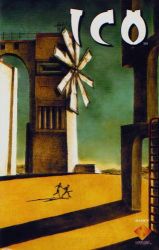 Rule 34 | 1boy, 1girl, arch, architecture, cover, fine art parody, game, video game cover, ico, ico (character), jpeg artifacts, ladder, lowres, official art, parody, style parody, the nostalgia of the infinite, ueda fumito, windmill, yorda
