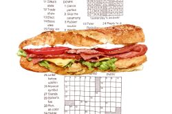 Rule 34 | bread, crossword puzzle, food, food focus, lettuce, matsuyama kojika, mayonnaise, meat, no humans, original, sandwich, tomato, tomato slice