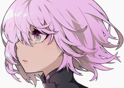 Rule 34 | 1girl, eyeshadow, fate/grand order, fate (series), hair over eyes, lam (ramdayo), light purple hair, makeup, mash kyrielight, multicolored eyes, open mouth, portrait, short hair, solo