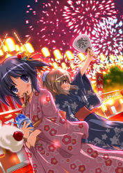 Rule 34 | 2girls, aerial fireworks, festival, fireworks, japanese clothes, kawai kei (artist), multiple girls