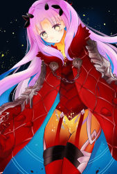 Rule 34 | 1girl, blue hair, cloak, crescent, crescent facial mark, facial mark, fate/grand order, fate (series), forehead mark, highres, horns, ishtar (fate), long hair, looking at viewer, multicolored hair, parted bangs, pink hair, solo, space, space ishtar (fate), space ishtar (third ascension) (fate), standing, star-shaped pupils, star (symbol), symbol-shaped pupils, twintails, two-tone hair, very long hair, yellow eyes