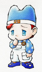 Rule 34 | 1boy, blue eyes, full body, harvest moon, lowres, male focus, nami&#039;s son, official art, red hair, simple background, solo, toddler, white background