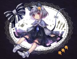 Rule 34 | 1girl, animal ears, barefoot, bow, capelet, cup, dress, fork, grey hair, hair ornament, jewelry, knife, long sleeves, md5 mismatch, mouse ears, mouse tail, nazrin, necklace, red eyes, resized, resolution mismatch, ribbon, sanso, short hair, sitting, socks, solo, source larger, spoon, tail, tail ornament, tail ribbon, touhou, white socks